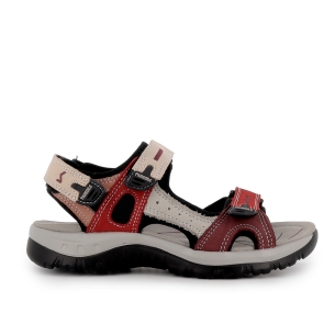 Sandalia trekking con tres velcros rojo mujer