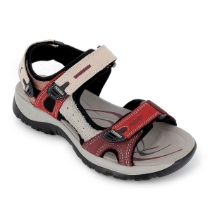 Sandalia trekking con tres velcros rojo mujer 2