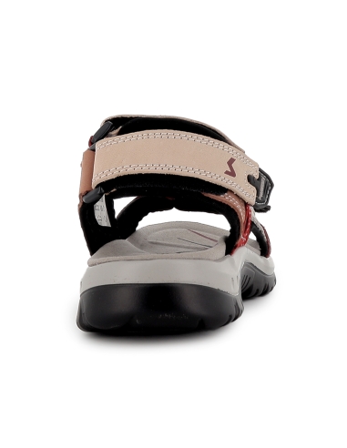 Sandalia trekking con tres velcros rojo mujer