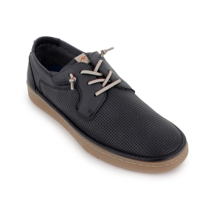 Deportivo piel troquelada con cordones elasticos hombre azul 2