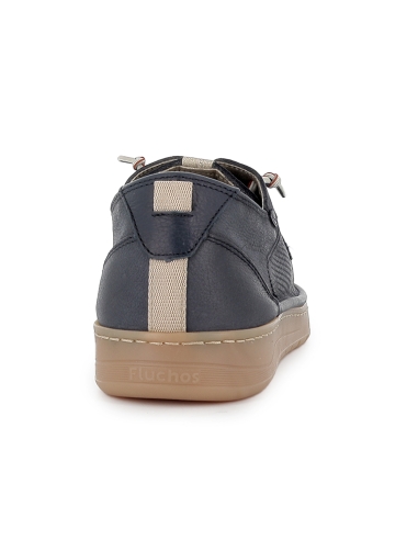 Deportivo piel troquelada con cordones elasticos hombre azul