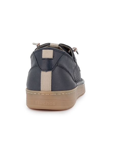 Deportivo piel troquelada con cordones elasticos hombre azul