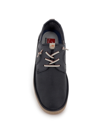 Deportivo piel troquelada con cordones elasticos hombre azul