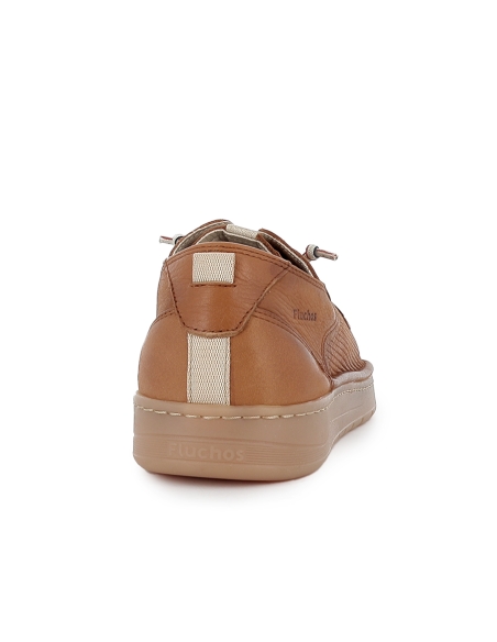 Deportivo piel troquelada con cordones elasticos hombre cuero