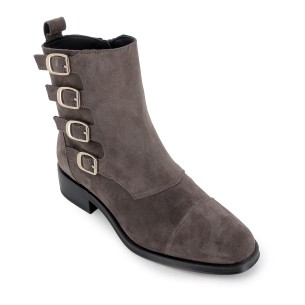 Botín piel serraje gris hebillas mujer 2