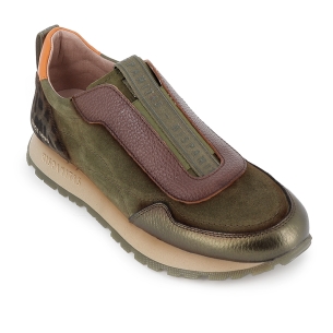 Deportivo elastico piel y serraje print animal talon mujer verde 2