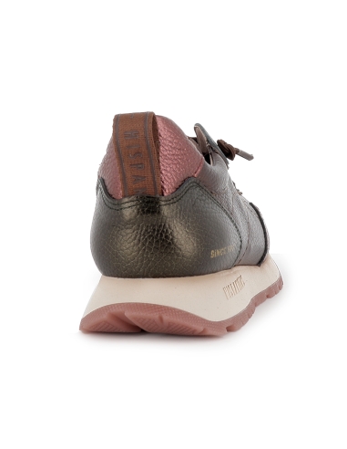 Deportivo piel metalizada cordones elasticos mujer plano rojo