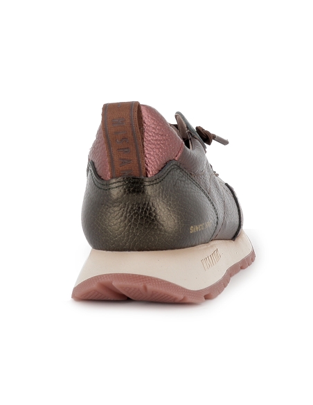 Deportivo piel metalizada cordones elasticos mujer plano rojo