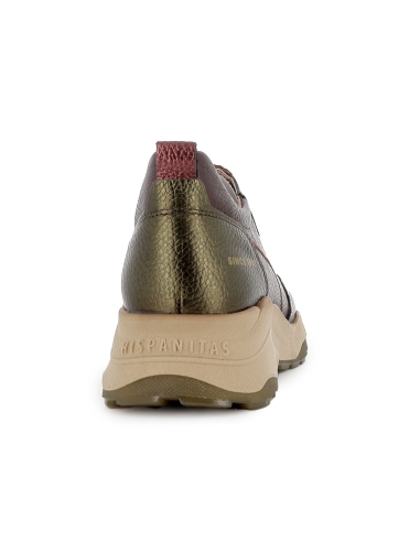 Deportivo piel metalizada cremallera mujer casual cuña rojo