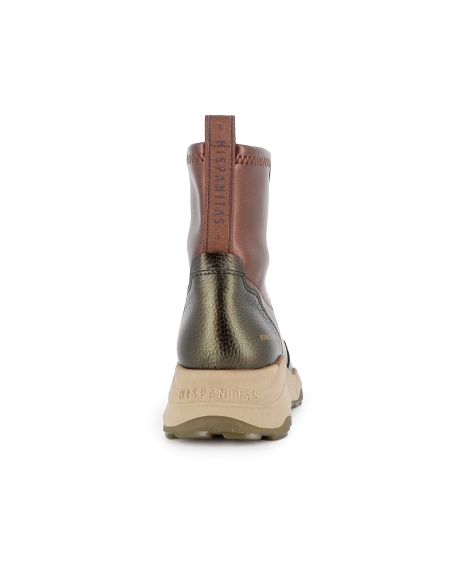 Botin piel y licra cremallera ligera cuña mujer rojo