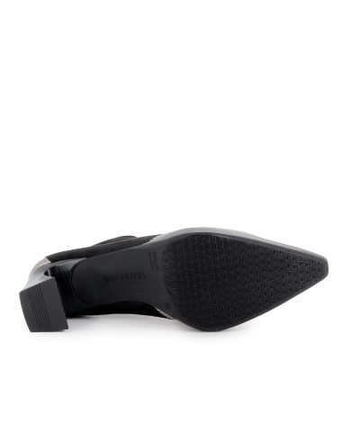 Zapato elastico piel y licra cremallera y tacon mujer negro