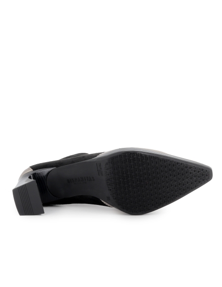 Zapato elastico piel y licra cremallera y tacon mujer negro