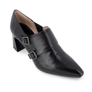 Zapato abotinado piel con correas y elastico tacon mujer negro 2
