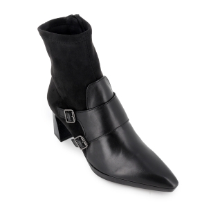 Botin licra y piel con correas y cremallera tacon mujer negro 2