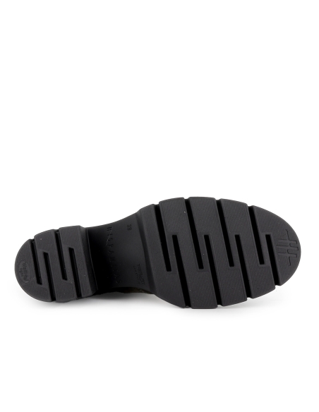 Botin chelsea piel charol y serraje cremallera tacon mujer verde