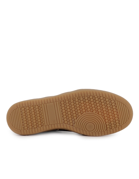 Deportiva piel print print animal y cordones mujer marron