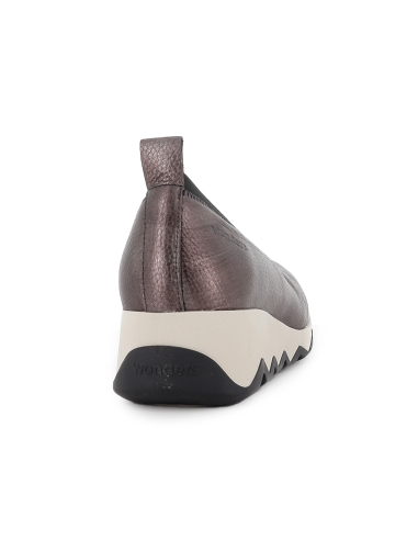 Bailarina piel con corte en V elasticos y cuña mujer plateado