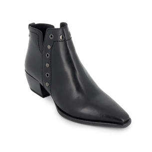 Botin tipo tejano piel con ojetes y aberturas mujer negro 2