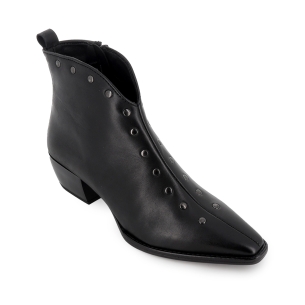 Botin piel lisa corte corazon tachas y cremallera mujer negro 2