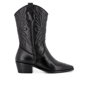 Bota tejana tres cuartos piel bordados tacon cubano mujer negra