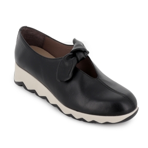 Zapato vestir piel estilo sport lazo mujer negro 2