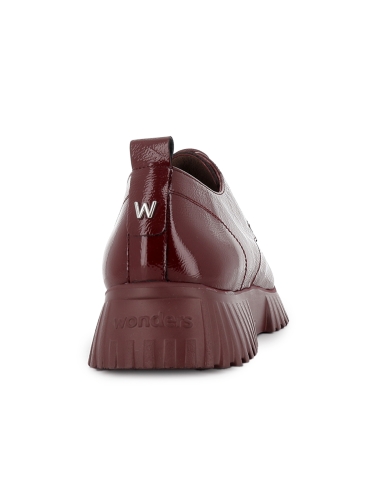 Zapato blucher piel charol con cordones y piso light mujer rojo