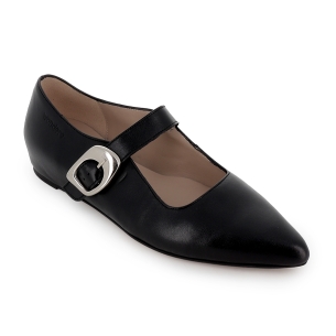 Merceditas piel con cierre de hebilla y cuña oculta mujer negro 2