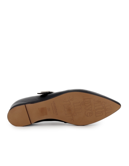 Merceditas piel con cierre de hebilla y cuña oculta mujer negro