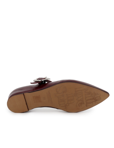 Merceditas piel con cierre de hebilla y cuña oculta mujer rojo