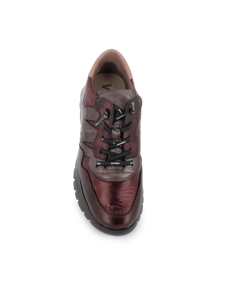 Deportiva casual piel y textil ultraligera elasticos mujer rojo