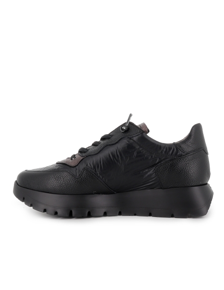 Deportiva casual piel y textil ultraligera elasticos mujer negro