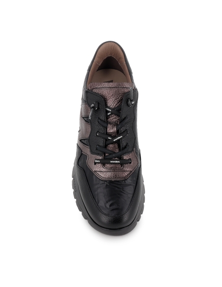 Deportiva casual piel y textil ultraligera elasticos mujer negro