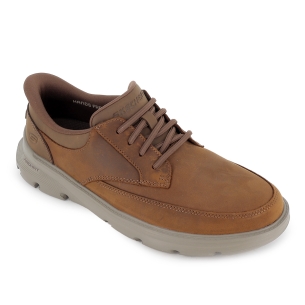 Mocasin casual piel con cordones elasticos y Slip-Ins hombre marron 2