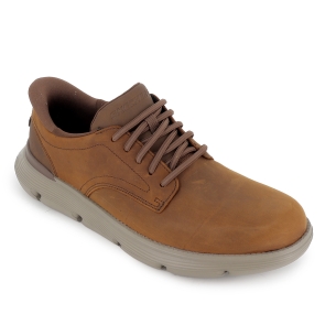 Zapato piel cordon elastico plantilla Memory Foam hombre marron 2