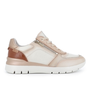 Deportiva piel cremallera y cordones comoda mujer blanca