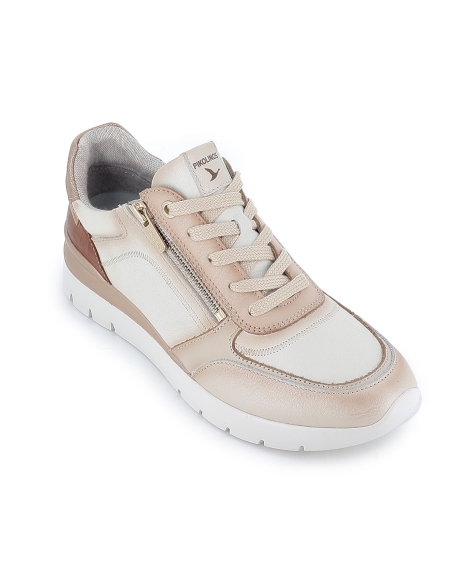 Deportiva piel cremallera y cordones comoda mujer blanca