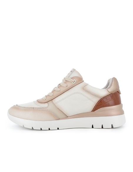 Deportiva piel cremallera y cordones comoda mujer blanca