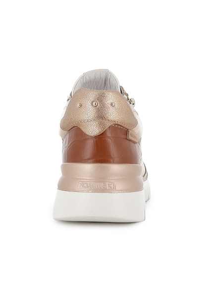 Deportiva piel cremallera y cordones comoda mujer blanca