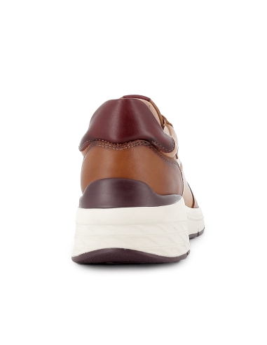 Deportivo piel y cordones elasticos cuña comoda mujer marron