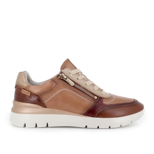 Deportiva piel cremallera y cordones comoda mujer marron