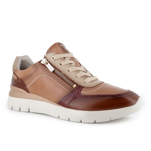 Deportiva piel cremallera y cordones comoda mujer marron 2