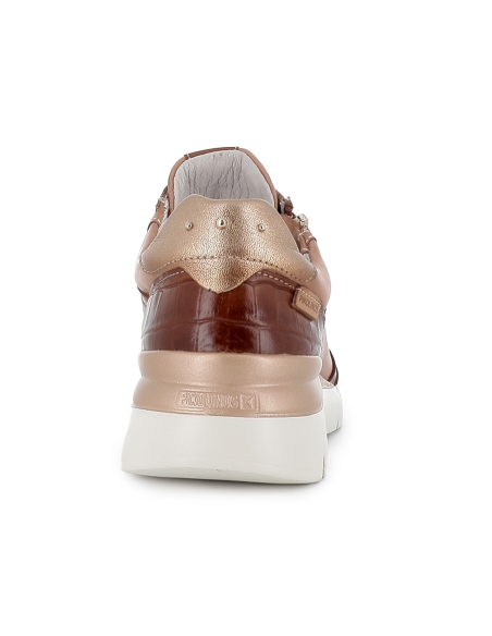 Deportiva piel cremallera y cordones comoda mujer marron