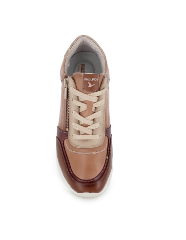 Deportiva piel cremallera y cordones comoda mujer marron