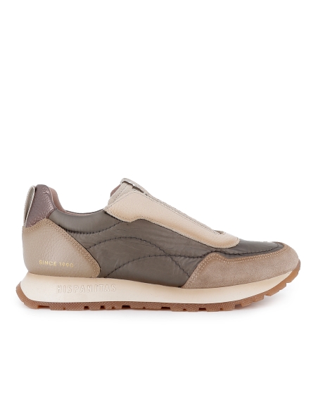 Deportivo elastico piel y nylon mujer plano casual gris