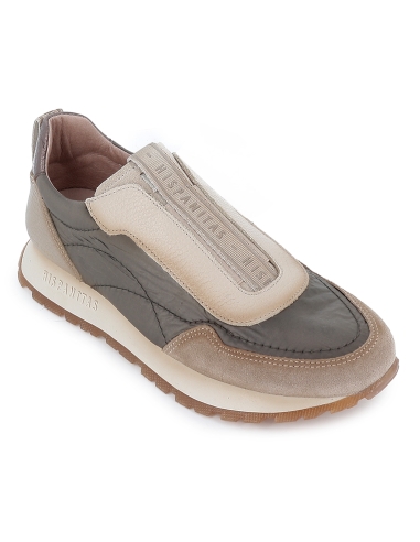 Deportivo elastico piel y nylon mujer plano casual gris