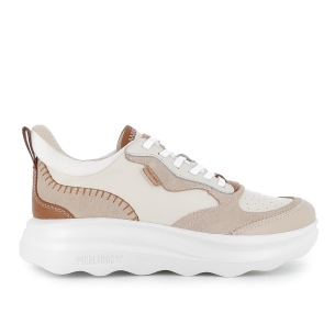 Deportiva piel cordones y cuña baja comoda mujer blanca