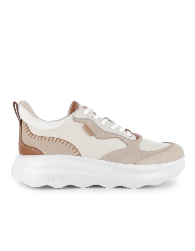 Deportiva piel cordones y cuña baja comoda mujer blanca