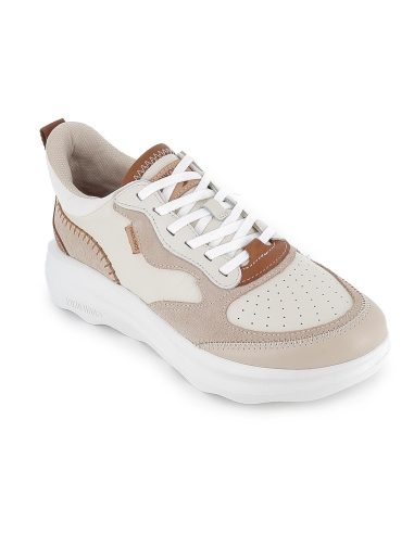 Deportiva piel cordones y cuña baja comoda mujer blanca