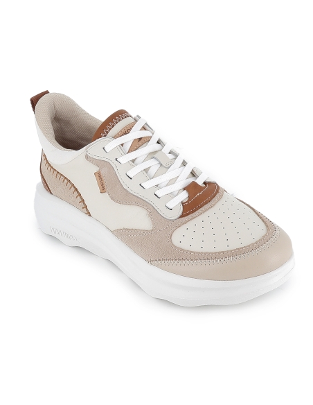 Deportiva piel cordones y cuña baja comoda mujer blanca