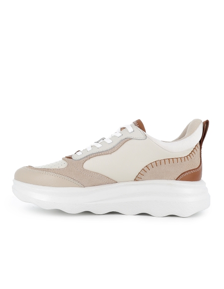 Deportiva piel cordones y cuña baja comoda mujer blanca